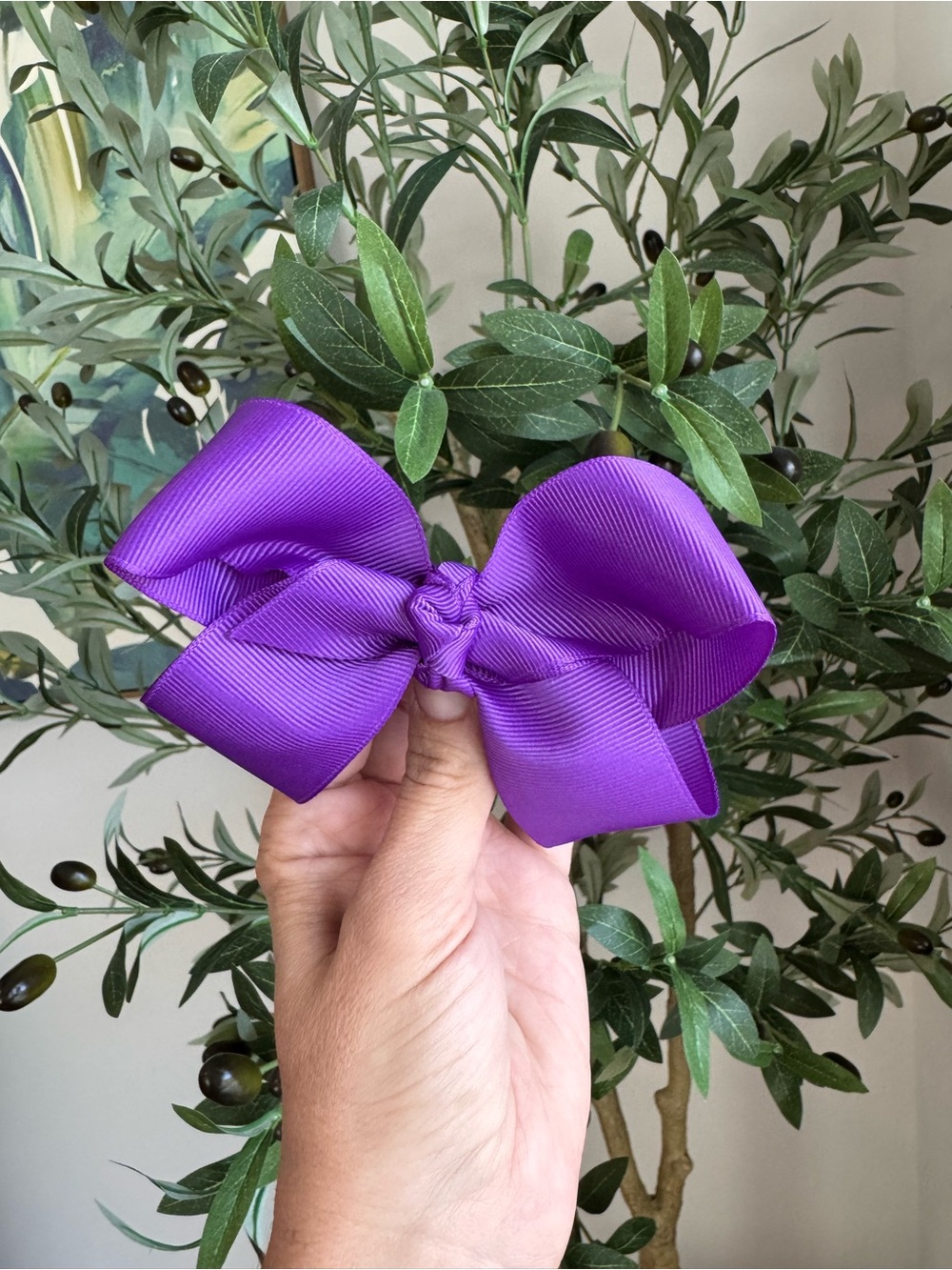 Purple Solid color boutique Hair Bow